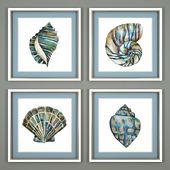 Картины Aquarelle Shells от Bassett Mirror Company