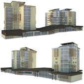 High-rise buildings with an extension