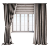 Two-tone beige-brown curtains to the floor