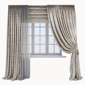 Classic beige curtains with Damascus pattern