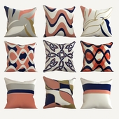 Decorative pink-gray navy blue pillows