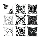 Decorative black and white pillows