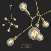 6 bulb vertical angled brass bar chandelier [355x630x800mm]