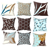 Decorative blue and brown pillows