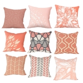 Decorative coral and pink pillows