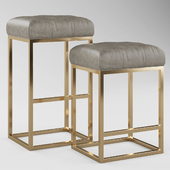 RH Reese Tufted Leather Barstool and Counter Stool