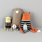 Textile toys (Fox, bear, elephant, man)