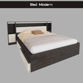 Bed modern double with shelves and drawers