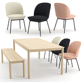 Oslo chair + Linear wood table + bench by MUUTO