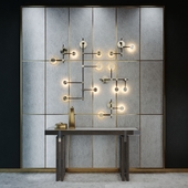 Frato Seoul console, Curcuit wall light composition, leather panel
