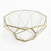 Polygonal glass table with brass legs  Racquel