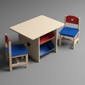 Children&#39;s table with drawers and two chairs KidKraft Star Table & Chair Set