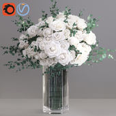 Eucalyptus Ecuador White Roses Vase