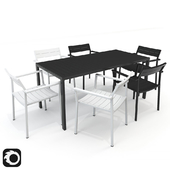 Eos Rectangular Table and armchair