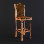 Bar wooden chair in medieval knight style