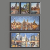 paintings by artist EJ Paprocki. CHICAGO CITYSCAPES series (21 picture)