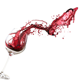 Wine splash + glass of Spiegelau