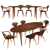Norman cherner pretzel dining table and chairs