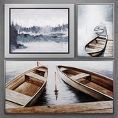 Set of paintings with boats