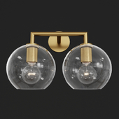 Utilitaire Globe Shade Double Sconce Brass