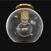 Utilitaire Globe Shade Flushmount Brass