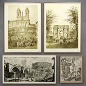 Set of engravings with views of Rome | 2