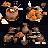 Table setting in medieval style.