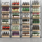 A rack with collection alcohol in a supermarket. Alcohol