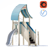 Kompan.Play tower with slide & curly climber. NRO1021