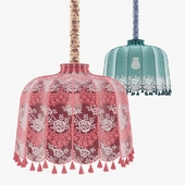 Fabric lampshade with tassels