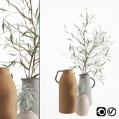 Vases set by H & M with olive and rosmarinus branch
