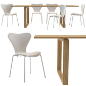 Essay Table and Series 7 Chairs by Fritz Hansen