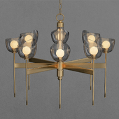 Davis 6 Light LED Chandelier, Aged Brass Finish, Clear Glass