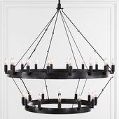 Restoration Hardware CAMINO VINTAGE CANDELABRA 2-TIER CHANDELIER 38 Black