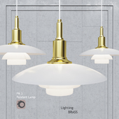 Pendant lamp Poul Henningsen PH3 Glass Brass Gold Pendant Lamp