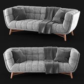 Gray, quilted, fabric sofa - Lofton Midcentury Modern Sofa