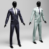Men&#39;s classic suit in two variants violet / silver
