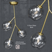 Pendant lamp Nuevo Bulb chandelier Atom 3 Pendant Clear Glass Shade Gold Body