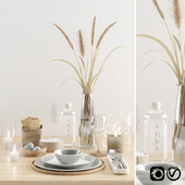 Hygge tableware with dried grass