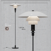 Floor lamp Louis Poulsen PH 3/2 Floor Lamp Black Body White Glass