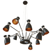 FARO barcelona, RETRO Black and copper pendant lamp 12L