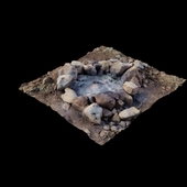 3D scan stone wood fireplace