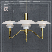 Chandelier Louis Poulsen PH3 / 2 Academy Ceiling Lamp Gold