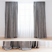 Curtains gray velvet with tulle | Curtains are modern