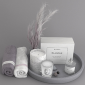 Lilac Decorative Set - Perfume, Towels, Candles, Plant