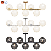 West Elm Sphere and Stem collection 7 Flushmount light Chandelier Chrome, Gold, Bronze