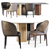 Meroni and Colzani: Dining Set (Portofino Table and Lungotevere Chairs)