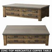 ZINC-TOP MERCANTILE COFFEE TABLE 55in