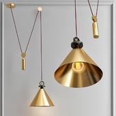 Pendant lamp Shape up Pendant Cone Brass designed by John Hogan