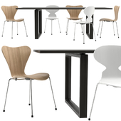 Essay Table with Series 7 and Ant Chair by Fritz Hansen